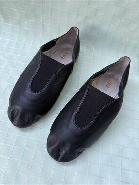 Vintage Bloch Black Leather Slip-On Dance Shoes